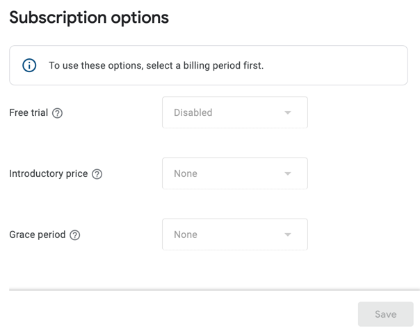 introducir opciones de suscripciones