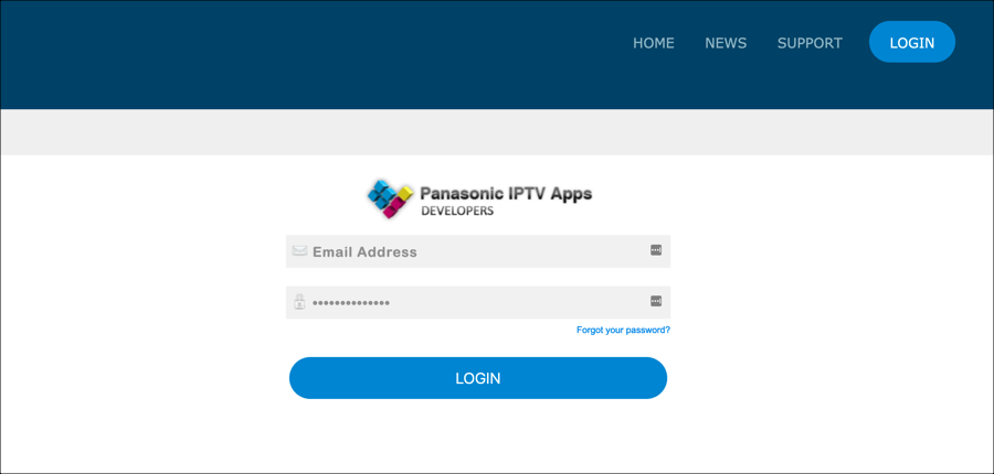 Inicio de sesión de desarrollador Panasonic