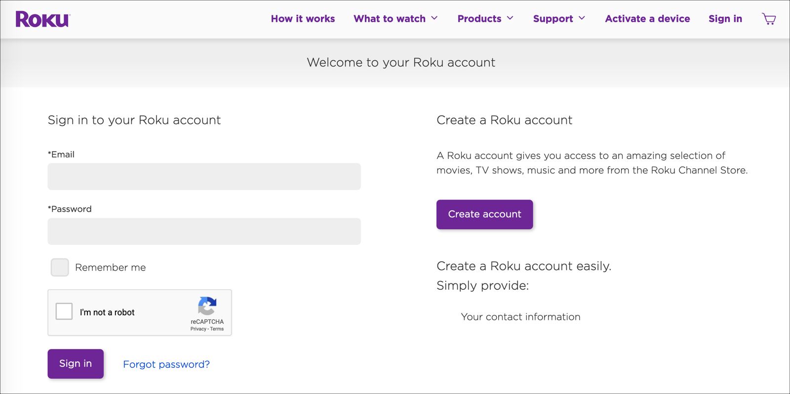 Iniciar sesión en Roku