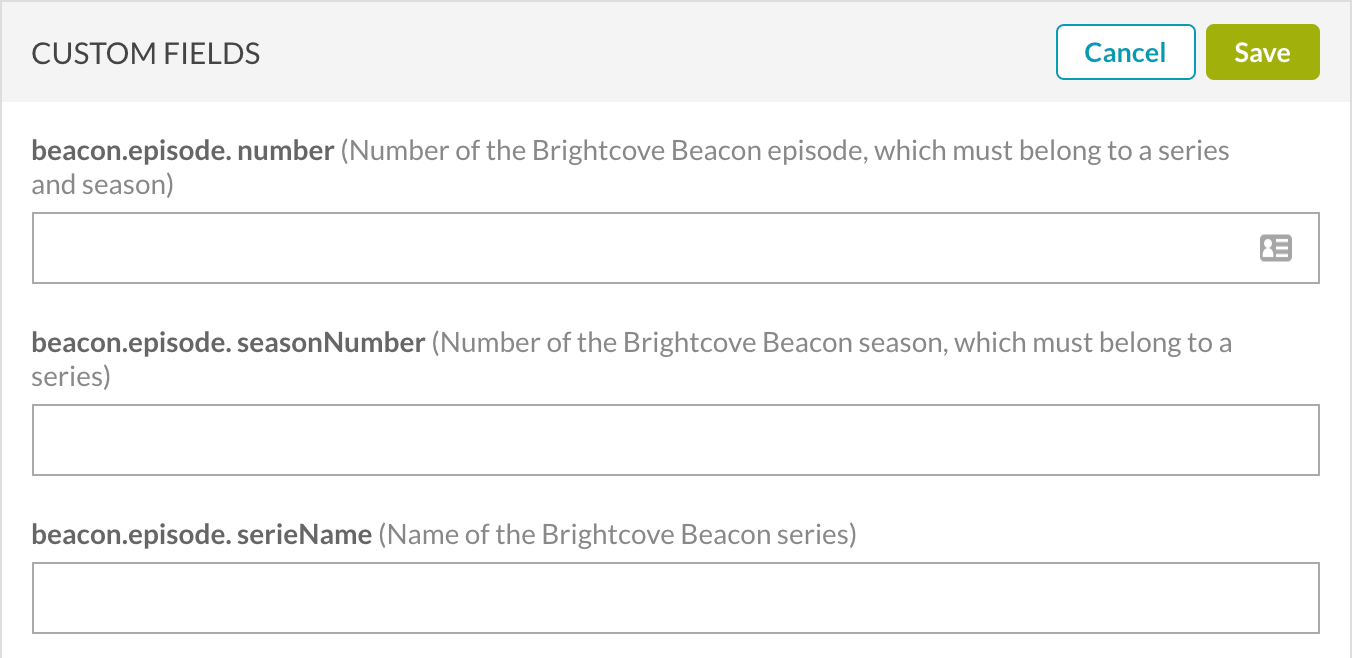 campos personalizados del episodio